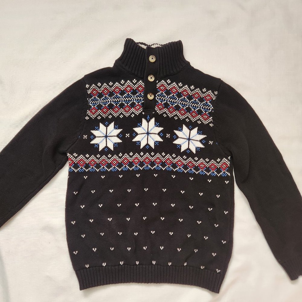 CHAPS 100% Cotton Sweater Kids Black/Red/White (L/G 14/16)